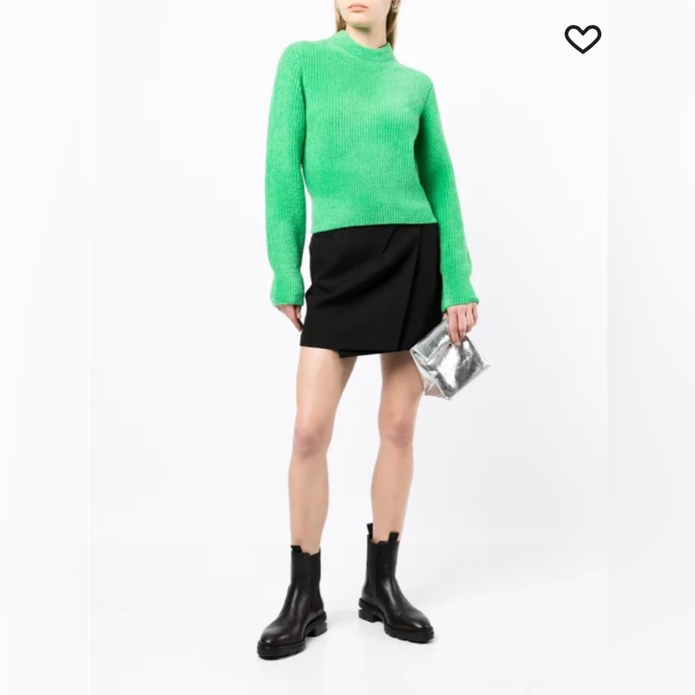 T By Alexander Wang Mockneck Long Sleeved Wool Green Sweater XS